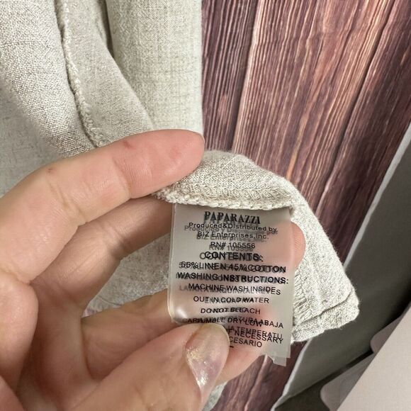 Paparazzi Womens Kimono Jacket Embroidered Open Front Beige Linen Blend Size XL - Picture 7 of 8